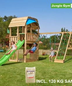 Jungle Gym Barn Legetårn Komplet Inkl. Climb Module Xtra, 120 Kg Sand Og Grøn Rutschebane - 804-287CXSG