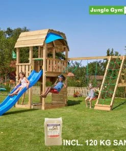 Jungle Gym Barn Legetårn Komplet Inkl. Climb Module Xtra, 120 Kg Sand Og Blå Rutschebane - 804-287CXSB