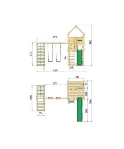 Jungle Gym Palace Legetårn Komplet Inkl. Climb Module Xtra Ekskl. Rutschebane - 804-276CB