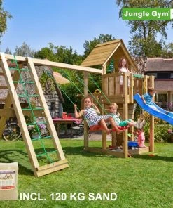 Jungle Gym Cubby Legetårn Komplet Inkl. Climb Module Xtra, 120 Kg Sand Og Blå Rutschebane - 804-269CXSB