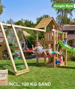 Jungle Gym Cubby Legetårn Komplet Inkl. Climb Module Xtra, 120 Kg Sand Og Grøn Rutschebane - 804-269CXSG