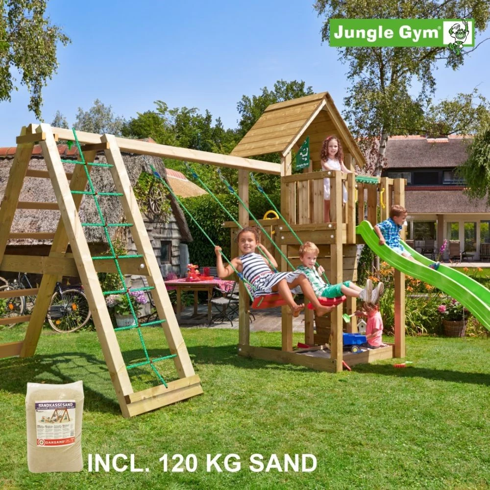 Jungle Gym Cubby Legetårn Komplet Inkl. Climb Module Xtra, 120 Kg Sand Og Grøn Rutschebane - 804-269CXSG 3 Jungle Gym Cubby Legetårn Komplet Inkl. Climb Module Xtra, 120 Kg Sand Og Grøn Rutschebane - 804-269CXSG