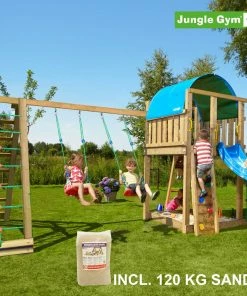 Jungle Gym Villa Legetårn Komplet Inkl. Climb Module Xtra, 120 Kg Sand Og Blå Rutschebane - 804-285CXSB