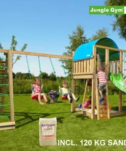 Jungle Gym Villa Legetårn Komplet Inkl. Climb Module Xtra, 120 Kg Sand Og Grøn Rutschebane - 804-285CXSG