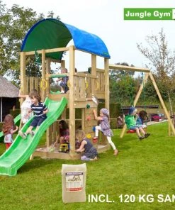 Jungle Gym Farm Legetårn Komplet Inkl. Swing Module Xtra, 120 Kg Sand Og Grøn Rutschebane - 804-272SXSG