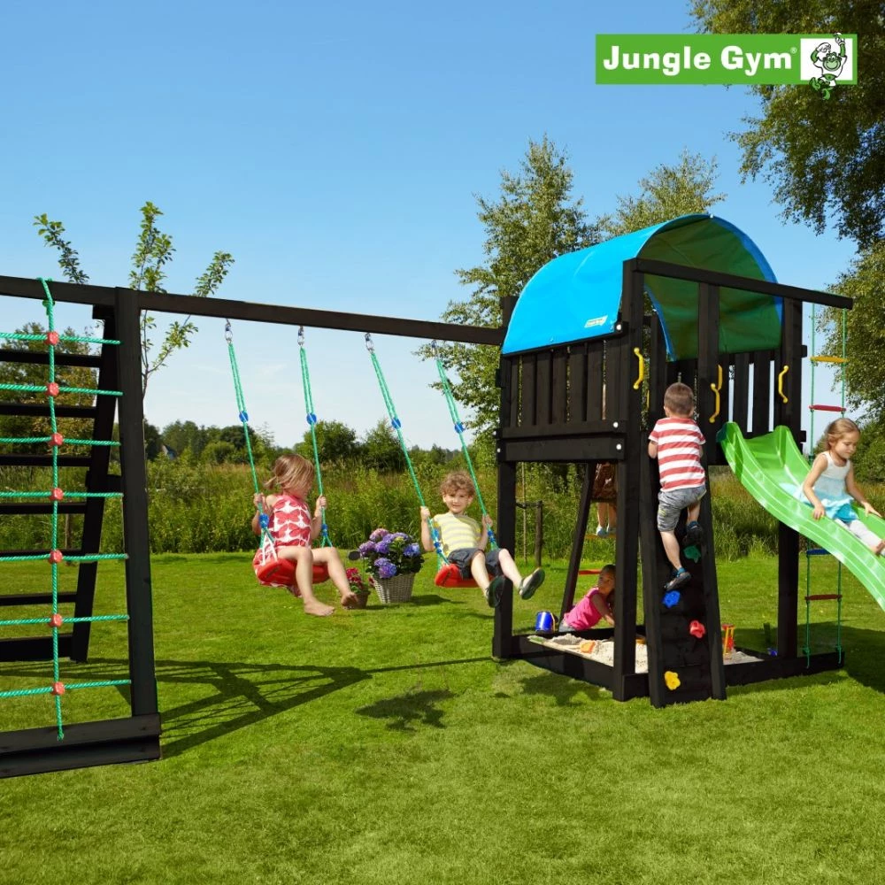 Jungle Gym Villa Legetårn Komplet Inkl. Climb Module Xtra Og Rutschebane, Grundmalet Sort - 806-285CX 4 Jungle Gym Villa Legetårn Komplet Inkl. Climb Module Xtra Og Rutschebane, Grundmalet Sort - 806-285CX - Billede 2