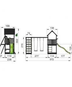 Jungle Gym Club Legetårn Komplet Inkl. Climb Module Xtra Og Rutschebane, Grundmalet Sort - 806-284CX