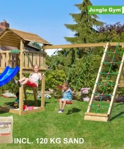 Jungle Gym Cottage Legetårn Komplet Inkl. Climb Module Xtra, 120 Kg Sand Og Blå Rutschebane - 804-270CXSB