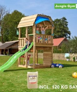 Jungle Gym Barn Legetårn Komplet, Inkl. 120 Kg Sand Og Grøn Rutschebane - 804-287SG