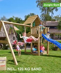 Jungle Gym Cubby Legetårn Komplet Inkl. Swing Module Xtra, 120 Kg Sand Og Blå Rutschebane - 804-269SXSB