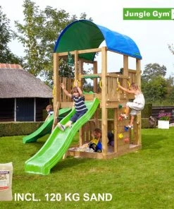 Jungle Gym Farm Legetårn Komplet, Inkl. 120 Kg Sand Og Grøn Rutschebane - 804-272SG