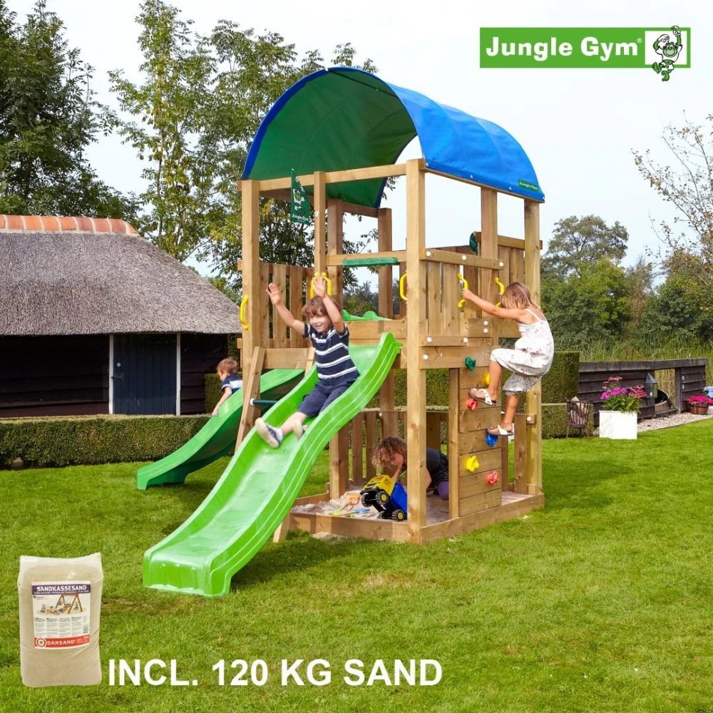 Jungle Gym Farm Legetårn Komplet, Inkl. 120 Kg Sand Og Grøn Rutschebane - 804-272SG 3 Jungle Gym Farm Legetårn Komplet, Inkl. 120 Kg Sand Og Grøn Rutschebane - 804-272SG