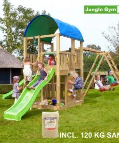 Jungle Gym Farm Legetårn Komplet, Inkl. 120 Kg Sand Og Blå Rutschebane - 804-272SAB