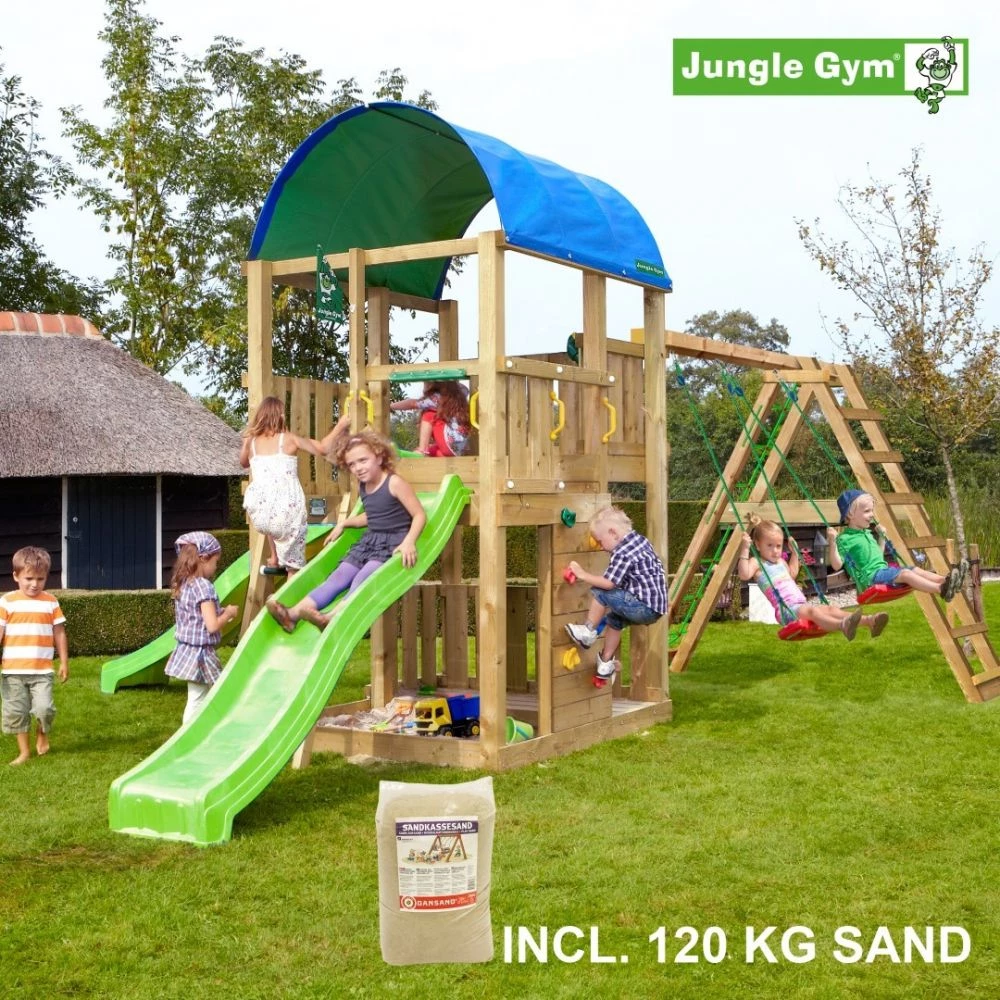 Jungle Gym Farm Legetårn Komplet, Inkl. 120 Kg Sand Og Blå Rutschebane - 804-272SAB 3 Jungle Gym Farm Legetårn Komplet, Inkl. 120 Kg Sand Og Blå Rutschebane - 804-272SAB