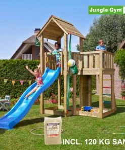 Jungle Gym Mansion Legetårn Komplet, Inkl. 120 Kg Sand Og Blå Rutschebane - 804-267SAB