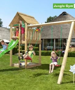 Jungle Gym Cabin Legetårn Komplet Inkl. Swing Module Xtra Og Rutschebane - 804-283SX