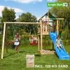 Jungle Gym Lodge Legetårn Komplet Inkl. Swing Module Xtra, 120 Kg Sand Og Blå Rutschebane - 804-274SXSB -homeshop butik unnamed file 527