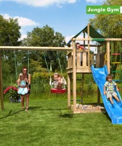 Jungle Gym Lodge Legetårn Komplet Inkl. Swing Module Xtra Og Rutschebane - 804-274SX