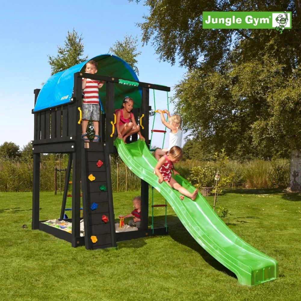 Jungle Gym Villa Legetårn Komplet Inkl. Rutschebane, Grundmalet Sort - 806-285 4 Jungle Gym Villa Legetårn Komplet Inkl. Rutschebane, Grundmalet Sort - 806-285 - Billede 2