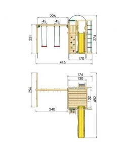 Jungle Gym Villa Legetårn Komplet Inkl. Swing Module Xtra Ekskl. Rutschebane - 804-285SB