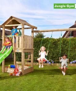 Jungle Gym House Legetårn Komplet Inkl. Swing Module Xtra Og Rutschebane - 804-312NSX -homeshop butik unnamed file 548