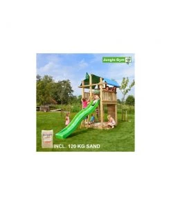 Jungle Gym Fort Legetårn Komplet, Inkl. 120 Kg Sand Og Grøn Rutschebane - 804-275SG