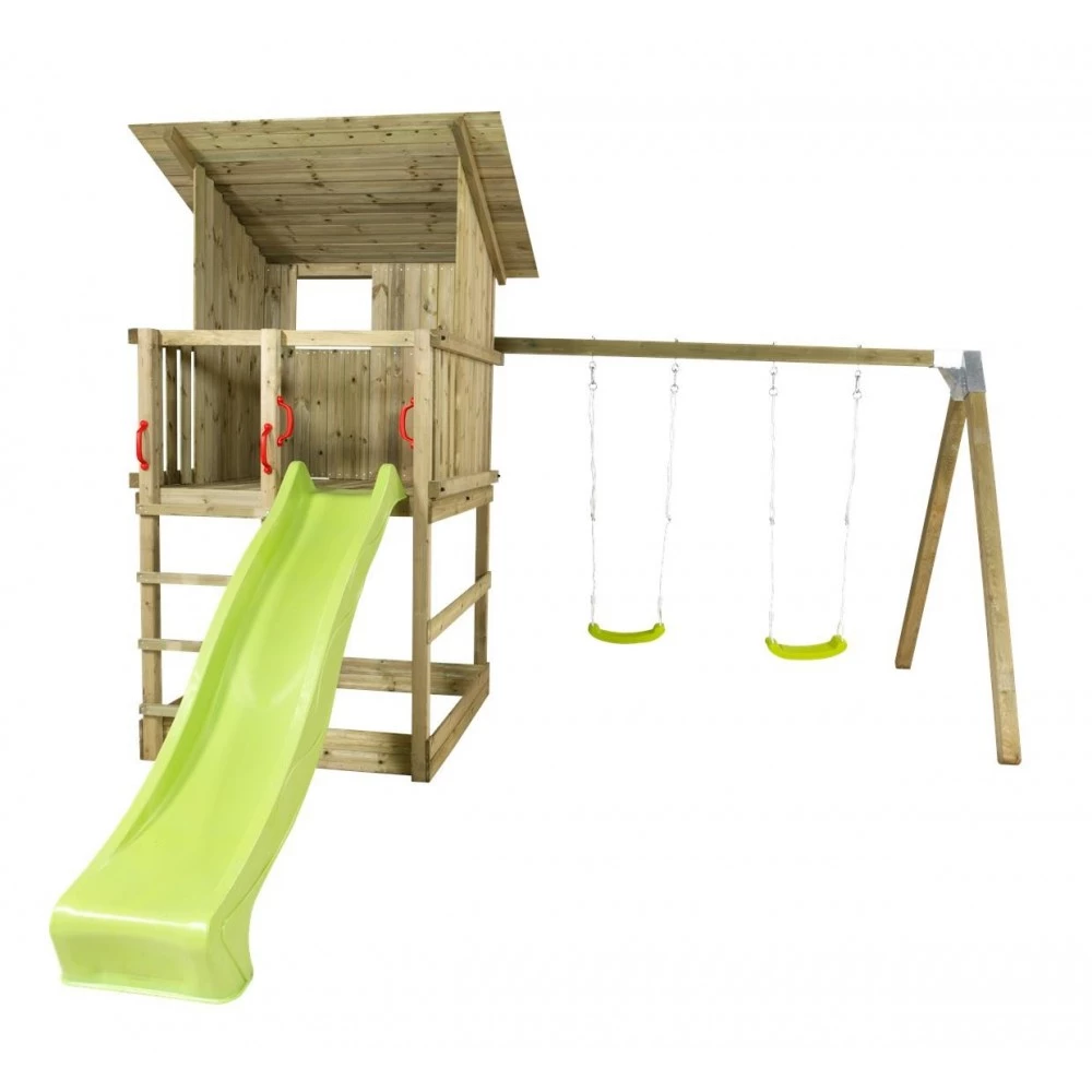 Plus A/S Plus Play Legetårn M/skråt Tag Trykimprægneret Inkl. Gyngestativ Grøn Rutsjebane Og Gyngesæder 185280-2 4 Plus A/S Plus Play Legetårn M/skråt Tag Trykimprægneret Inkl. Gyngestativ Grøn Rutsjebane Og Gyngesæder 185280-2 - Billede 2