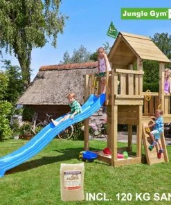 Jungle Gym Cubby Legetårn Komplet, Inkl. 120 Kg Sand Og Blå Rutschebane - 804-269SAB