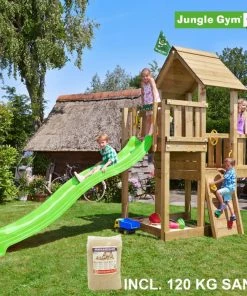 Jungle Gym Cubby Legetårn Komplet, Inkl. 120 Kg Sand Og Grøn Rutschebane - 804-269SG