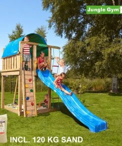 Jungle Gym Villa Legetårn Komplet, Inkl. 120 Kg Sand Og Blå Rutschebane - 804-285SAB