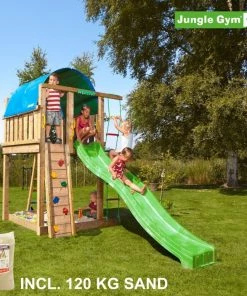 Jungle Gym Villa Legetårn Komplet, Inkl. 120 Kg Sand Og Grøn Rutschebane - 804-285SG