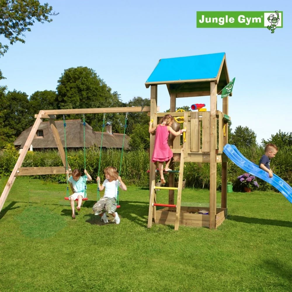 Jungle Gym Junlge Gym Castle Legetårn Komplet Inkl. Swing Module Xtra Ekskl. Rutschebane - 804-280SB 3 Jungle Gym Junlge Gym Castle Legetårn Komplet Inkl. Swing Module Xtra Ekskl. Rutschebane - 804-280SB