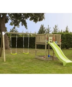 Plus A/S Plus Play Legetårn Trykimprægneret Inkl. Gyngestativ Grøn Rutsjebane Og Gyngesæder 185282-2