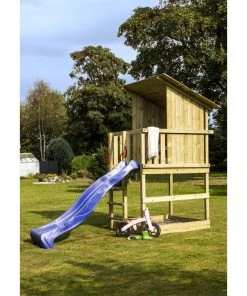 Plus A/S Plus Play Legetårn M/skråt Tag Trykimprægneret Inkl. Blå Rutsjebane 18528-3