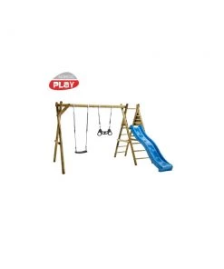 NORDIC PLAY Gyngestativ 240 Cm Med Platform M/1 Sort Gynge Og 1 Sort Trapez Inkl. Blå Rutsjebane - 805-628 -homeshop butik unnamed file 751