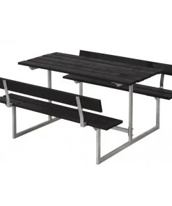 Plus A/S Plus Basic Børnesæt Bord-bænkesæt M/2 Ryglæn Sort 185802-15
