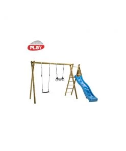 NORDIC PLAY Gyngestativ 265 Cm Med Platform M/1 Sort Gynge Og 1 Sort Trapez Inkl. Blå Rutsjebane - 805-625 -homeshop butik unnamed file 764
