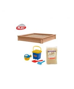 Nordic Play Sandkasse Lærk 150 X 150 Cm Inkl. 240 Kg Sand Og Blåt Strandsæt - 805-746