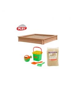 Nordic Play Sandkasse Lærk 150 X 150 Cm Inkl. 240 Kg Sand Og Grønt Strandsæt - 805-747